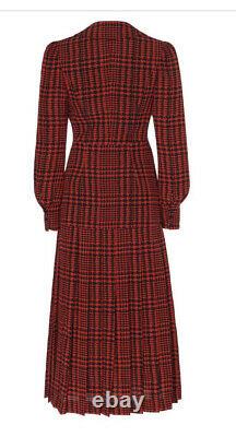 Rare New Alessandra Rich Red Houndstooth Tartan Dress It 44, US 8 Aso Royal