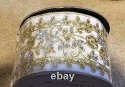 Rare New D Stevens Royal Velvet Gold Metallic Floral Leaf Jeweled Wired Ribbon