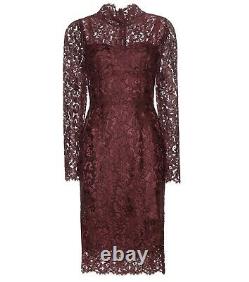 Rare New Dolce & Gabbana Maroon Guipure Lace Dress Aso Royal 38, UK 10, USA 8