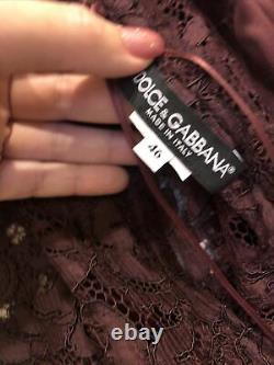 Rare New Dolce & Gabbana Maroon Guipure Lace Dress Aso Royal IT 46 USA 10