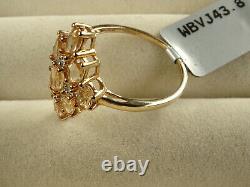 Rare Ouro Preto Imperial Peach Topaz & Diamond 10K Gold Ring Size P-Q/8 RRP £334