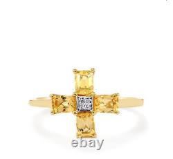 Rare Ouro Preto Imperial Peach Topaz & Diamond 10K Yellow Gold Ring Size P-Q/8