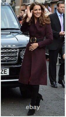 Rare REISS Emile Burgundy Coat ASO Royal Celebrity Kate Middleton Medium