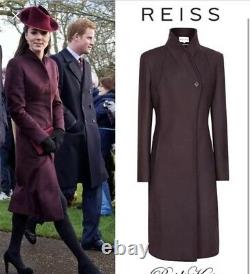 Rare REISS Emile Burgundy Coat ASO Royal Celebrity Kate Middleton Medium