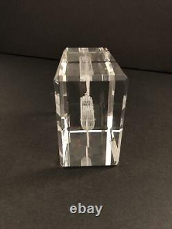 Rare ROYAL CARIBBEAN Monarch Of The Seas Ship 3D Etched Crystal Block withBox NEW
