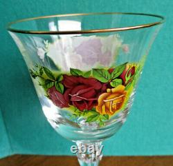 Rare Royal Albert Old Country Roses Red Wine Hock Glasses Gold Trim New Mint Nbu