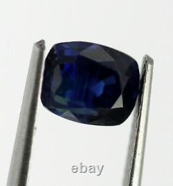 Rare Royal Blue 1.87 Ct Natural Sapphire Loose 6x5 MM Cushion Cut IGI Certified
