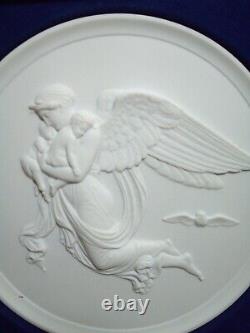 Rare Royal Copenhagen Pair Bisque Wall Plaques-angel Of Day & Night1965
