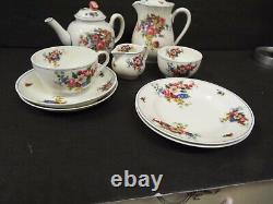 Rare Royal Worcester Roseland Teapot Coffee Pot Creamer Sugar Plates Cup Tea Set