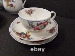 Rare Royal Worcester Roseland Teapot Coffee Pot Creamer Sugar Plates Cup Tea Set