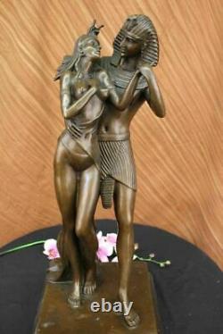 Rare Sculpture 65 Lbs Signed Fisher Akhenaten And Nefertiti Royal Pair Bronze NR