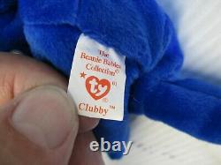 Rare Ty Beanie Baby Clubby Offical Club Bear Royal Blue 7-7-98 Errors