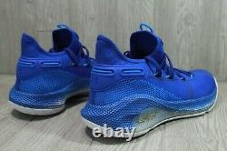 Rare Under Armour Team Curry 6 Blue Basketball Shoes 3022893-408 Mens 12.5