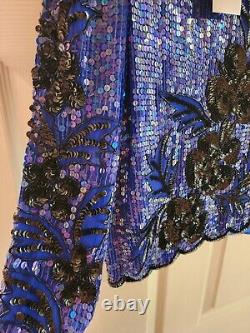 Rare Vintage 1980s Royal Feelings Sequined Top, Pure Silk, Handmade, New Unworn