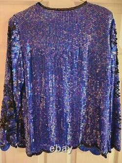 Rare Vintage 1980s Royal Feelings Sequined Top, Pure Silk, Handmade, New Unworn