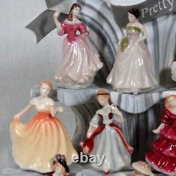 Rare! Vintage Cardew Royal Doulton Tiny Pretty Ladies Set Of 10 With Display New