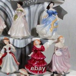 Rare! Vintage Cardew Royal Doulton Tiny Pretty Ladies Set Of 10 With Display New