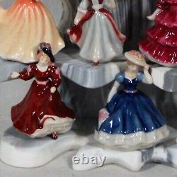 Rare! Vintage Cardew Royal Doulton Tiny Pretty Ladies Set Of 10 With Display New