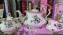 Rare! Vintage Royal Albert Greensleeves teapot with cream and sugar teaset