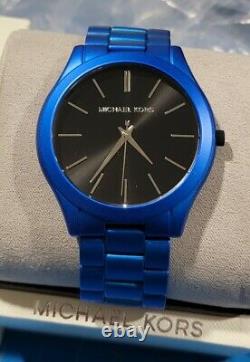 Rare color- Michael Kors Slim Runway Royal Blue Black Mens Watch MK8760 Graphite