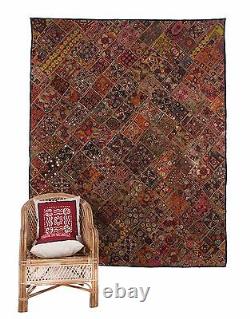 Royal Antique Rare Handmade Tapestry Patchwork Fine Zari Wall Hanging