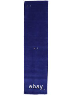 Royal Blue Tribal Pictorial Gabbeh 3X10 Modern Runner Rug Plush Hallway Carpet