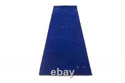 Royal Blue Tribal Pictorial Gabbeh 3X10 Modern Runner Rug Plush Hallway Carpet