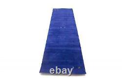 Royal Blue Tribal Pictorial Gabbeh 3X10 Modern Runner Rug Plush Hallway Carpet