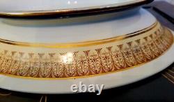 Royal China Works Worcester Cobalt Gold Covered Vegetable Tureen & Lid Set Rare