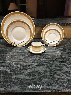 Royal Copenhagen, Gold Fan 16 6 Piece Place Settings RARE Complete Set. Stunning