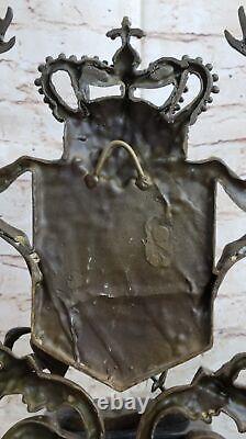 Royal Family Crest Coat of Arms Two Stags Crown Shield Bronze Wall Plaque Sale