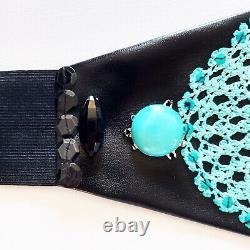 Royal belt luxury italian women crochet beads faux leather embroidered gift idea