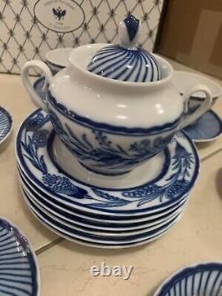 Russian Imperial Lomonosov Porcelain Tea set In Rare Cobalt
