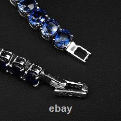 Striking Royal Blue Sapphire Rare 38.10Ct 925 Sterling Silver Handmade Bracelets