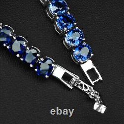 Striking Royal Blue Sapphire Rare 38.10Ct 925 Sterling Silver Handmade Bracelets