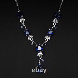 Stupendous Royal Blue Sapphire Rare 29Ct 925 Sterling Silver Handmade Necklaces