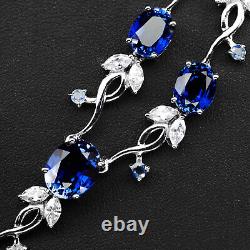 Stupendous Royal Blue Sapphire Rare 29Ct 925 Sterling Silver Handmade Necklaces