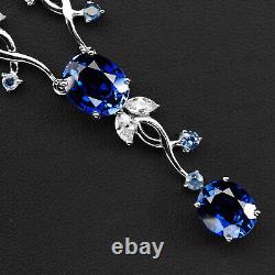 Stupendous Royal Blue Sapphire Rare 29Ct 925 Sterling Silver Handmade Necklaces