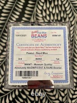 TY Authenticated Peanut Royal Blue MWMT-MQ Pristine and Rare Beanie