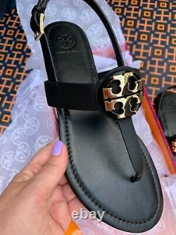 Tory Burch NIB Claire Bryce Flat Thong Sandals BLACK Leather Rare MANY SIZES