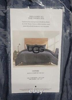 UGG Home Collection Sophie King Comforter Set 3 Piece Imperial Blue New Rare