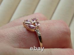 V Rare Imperial Pink Topaz & Diamond 10K Yellow Gold Ring Size R-S/9 RRP £285