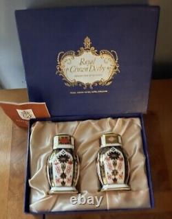 VERY RARE! Royal Crown Derby Old Imari Salt/pepper/- In Factory Package