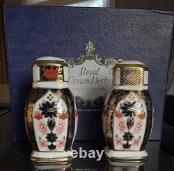 VERY RARE! Royal Crown Derby Old Imari Salt/pepper/- In Factory Package