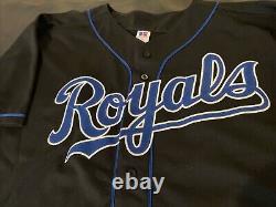 VINTAGE New AUTHENTIC KANSAS CITY ROYALS BLACK JERSEY Size 52 Russell VERY RARE