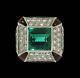 Very Fine Rare Art Deco 4.02ct Emerald, Ruby, White Cz & Onyx Royal Look Ring