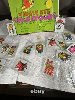 Vintage 1977 IMPERIAL Animal Wiggle Eye STICKATOONS 21 stickers RARE NEW+Box