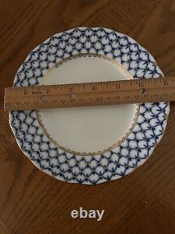 Vintage Imperial Lomonosov Cobalt Net 22K Gold Rare Platter And Dessert Plate