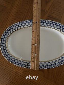 Vintage Imperial Lomonosov Cobalt Net 22K Gold Rare Platter And Dessert Plate