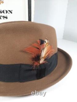 Vintage Royal Stetson Tobacco Brown Fedora Hat Men's 7.5 Brand New With Box RARE